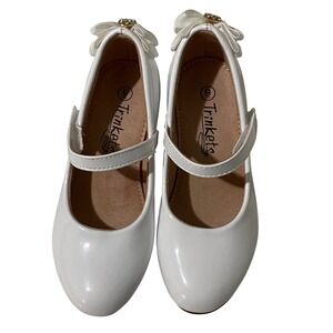 Trinkets Lillian Shiny White Mary Janes Toddler Girl 9 Glitter Heels Sparkly Bow